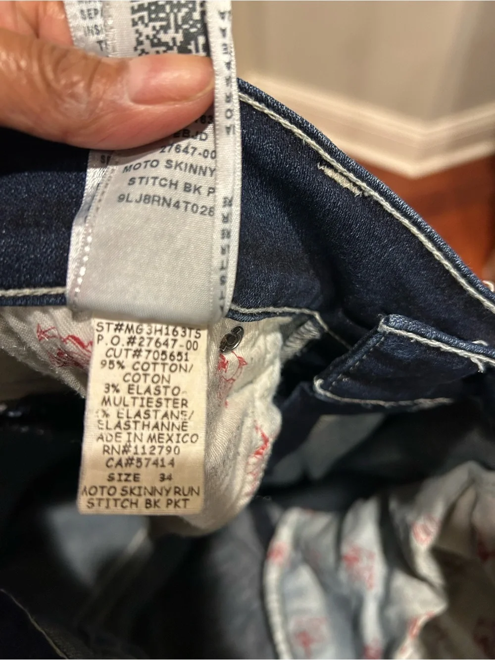 True Religion Men's Dark Indigo Moto Slim Straight Jeans